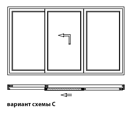 Схема раздвижного окна